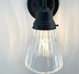 Thick Holophane Clear Glass Wall Sconce or Pendant Light