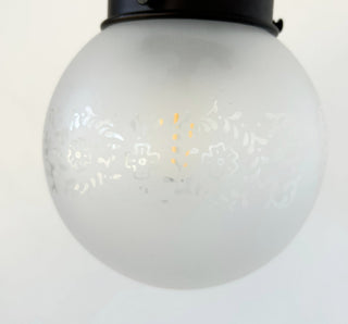 Frosted Floral and Cross Globe Pendant Light