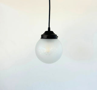 Frosted Floral and Cross Globe Pendant Light