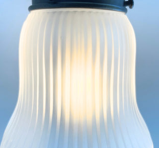 Frosted Bell-Shaped Holophane Glass Wall Sconce or Pendant Light