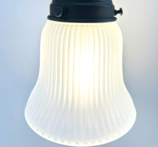 Frosted Bell-Shaped Holophane Glass Wall Sconce or Pendant Light