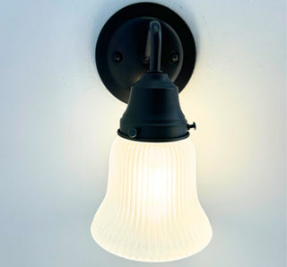 Frosted Bell-Shaped Holophane Glass Wall Sconce or Pendant Light