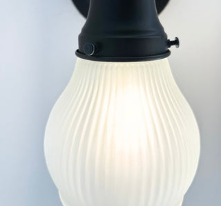 Holophane Fluted Pear Frosted Glass Wall Sconce or Pendant Light