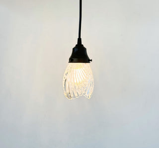 Clear Swirl Ribbed Heavy Vintage Pendant