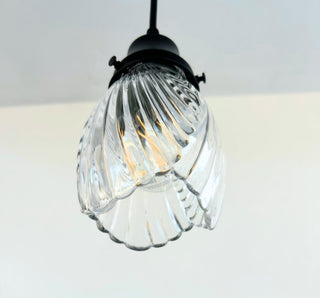 Clear Swirl Ribbed Heavy Vintage Pendant
