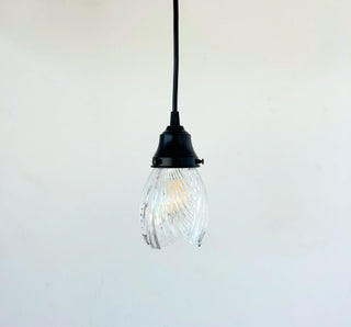 Clear Swirl Ribbed Heavy Vintage Pendant