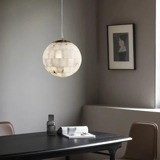 Alabaster Ball Pendant Light 11"