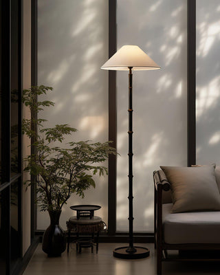 Black Bamboo Floor Lamp 11.8"