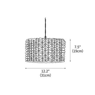 Boho Rattan Woven Lampshade Pendant Light 12.2"