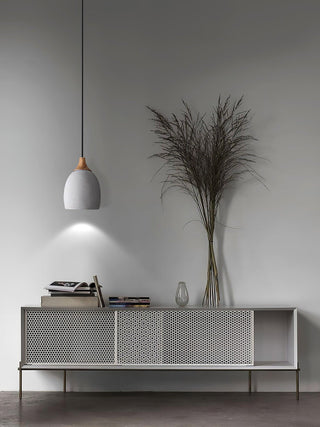 Cement Solid Wood Pendant Light 5.7"