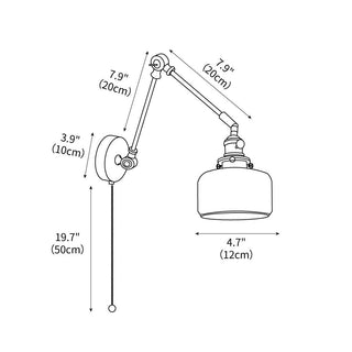 Ceramic Brass Retractable Arm Wall Light 4.7"