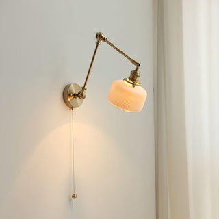 Ceramic Brass Retractable Arm Wall Light 4.7"