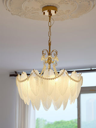 Contemporary Leaves Glass Chandelier