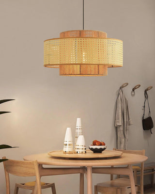 Cross Rattan Pendant Lamp 15.7"