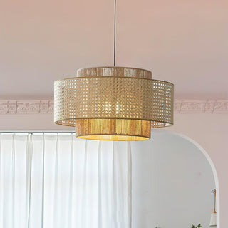 Cross Rattan Pendant Lamp 15.7"