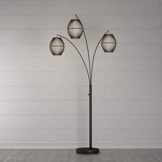 Modern Mid-Century Bohemian 82-inch Arch Floor Lamp with 3 Barrel Lights