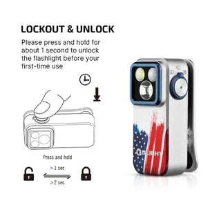 OLIGHT OCLIPPROSTARS Oclip Pro Clip on Flashlight with Floodlight Spotlight and Red Light - Stars & Stripes Edition