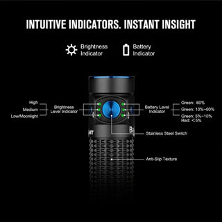 OLIGHT BATON4KITBK Baton 4 Powerful EDC Flashlight 1300 Lumens - Black - Premium (With Charging Case)