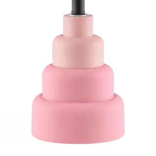 Small Pink Desk Light Table Lamp with White Fabric Shade for Bedside Nightstand