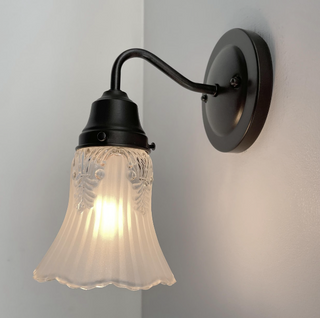 Vanity SCONCE Wall Light 1950s Fixture Frost & Clear Antique Vintage Glass
