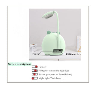 Cartoon Desk Lamp Eye Protection Energy-saving Reading Lamp USB Charging Sleeping Night Light LED Table Lamp for Kids Cute Study Lamps for Bedroom Décor