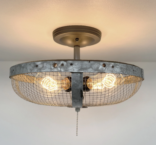 Industrial Farmhouse Screen Flush Mount Ceiling Light