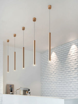 French Gold Long Cylindrical Chandelier