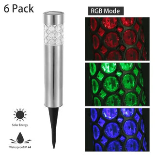 Garden Solar Lamps with RGB Lighting and Stainless Steel Build