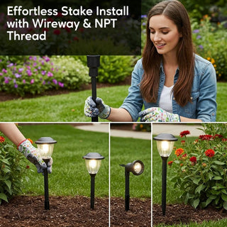 Garden Stake - 8-Inch Low Profile 1/2" NPT Thread with Side Wireway | 20 Pack
