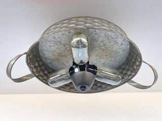 Flat Rustic Tub Ceiling Light Galvanized Beehive