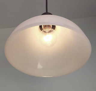 Authentic Antique Milk Glass Waffle PENDANT Light - 6", 8" and 10"