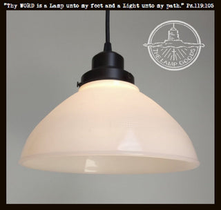 Authentic Antique Milk Glass Waffle PENDANT Light - 6", 8" and 10"