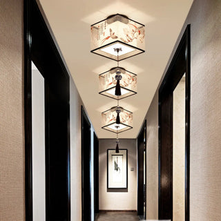 Modern Ceiling Lamp for Living Room with Soft Fabric Shade
