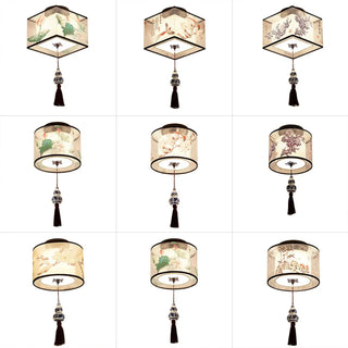 Modern Ceiling Lamp for Living Room with Soft Fabric Shade