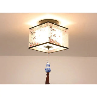 Modern Ceiling Lamp for Living Room with Soft Fabric Shade