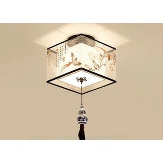 Modern Ceiling Lamp for Living Room with Soft Fabric Shade