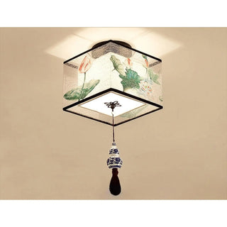 Modern Ceiling Lamp for Living Room with Soft Fabric Shade