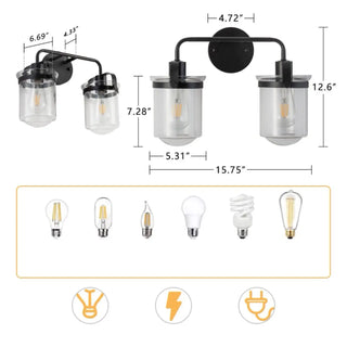 Modern Wall Lights Sconces with Clear Glass Shade and E26 Socket