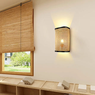 Natural Rattan Wall Lamps for Bedside, Aisle & Living Room Lighting