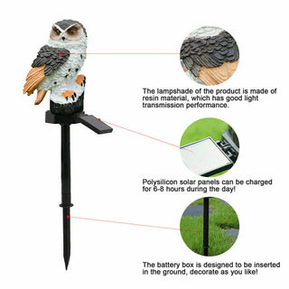 Solar Powered Owl LED Light for Pathways, Resin Outdoor Decor - Dont Use