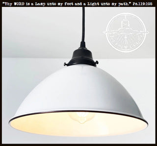 Large White Enamel Farmhouse Pendant Light